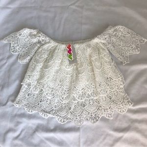 Samgami Baby White Knit Off the Shoulder Top